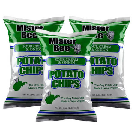 Mister Bee sour cream & onion potato chips: 3 bags